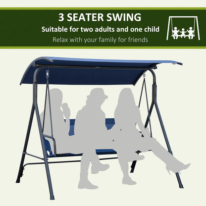 3-Seater Outdoor Swing, Adjustable Canopy, Dark Blue Porch Swings with Canopy at Gallery Canada