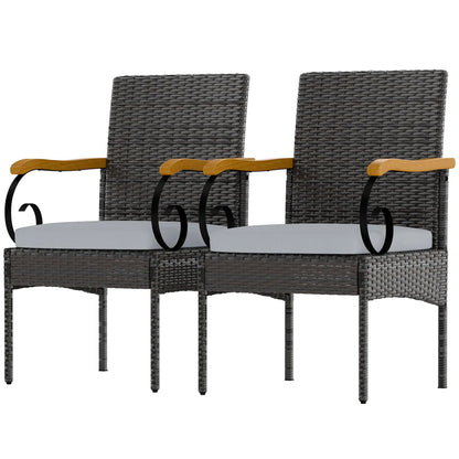 Set of 2 Rattan Outdoor Dining Chairs, Wicker Patio Chairs, Light Grey Patio Chairs Light Grey, Brown at Gallery Canada