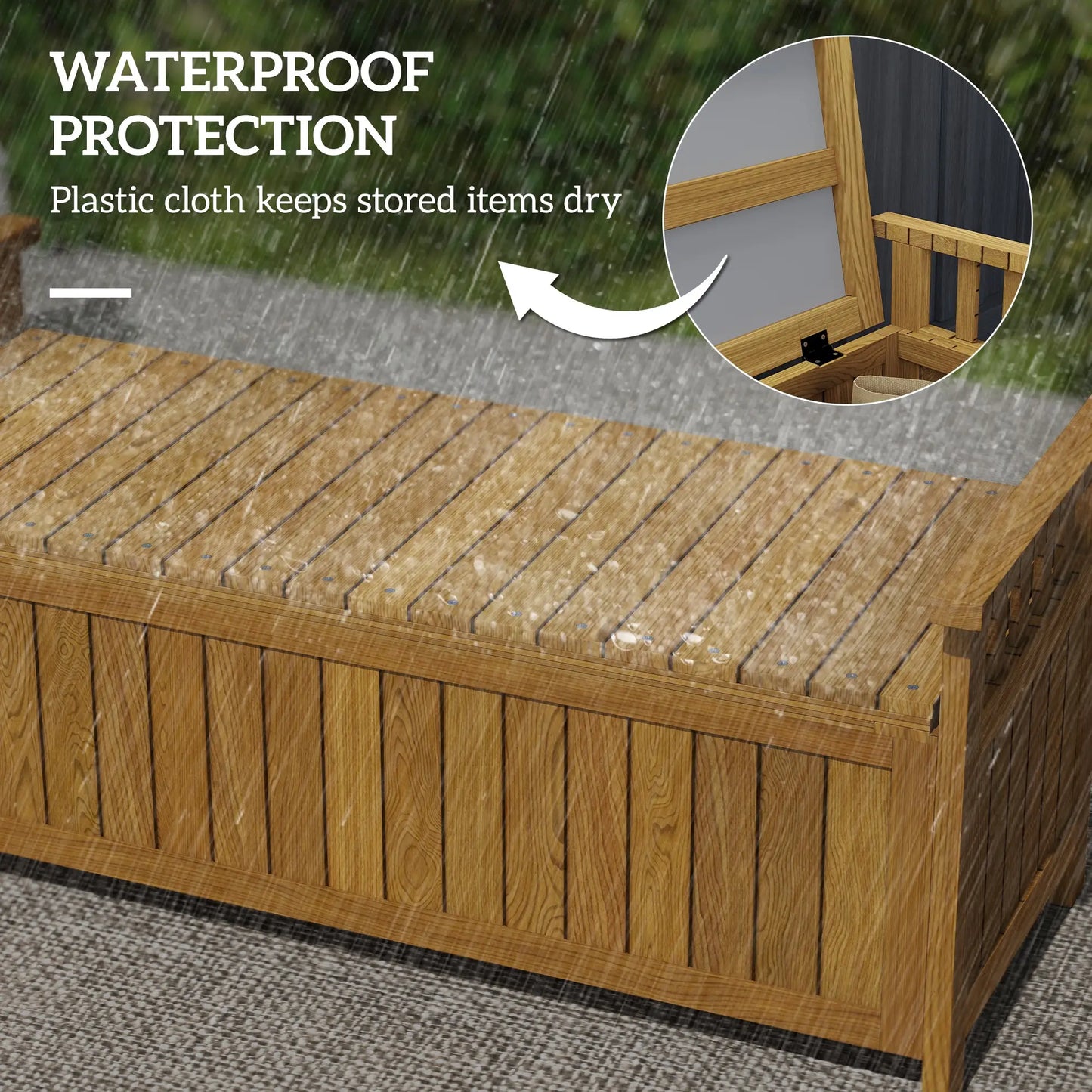 Wooden Storage Bench With Armrests, Outdoor Patio Garden, Brown Patio Chairs at Gallery Canada