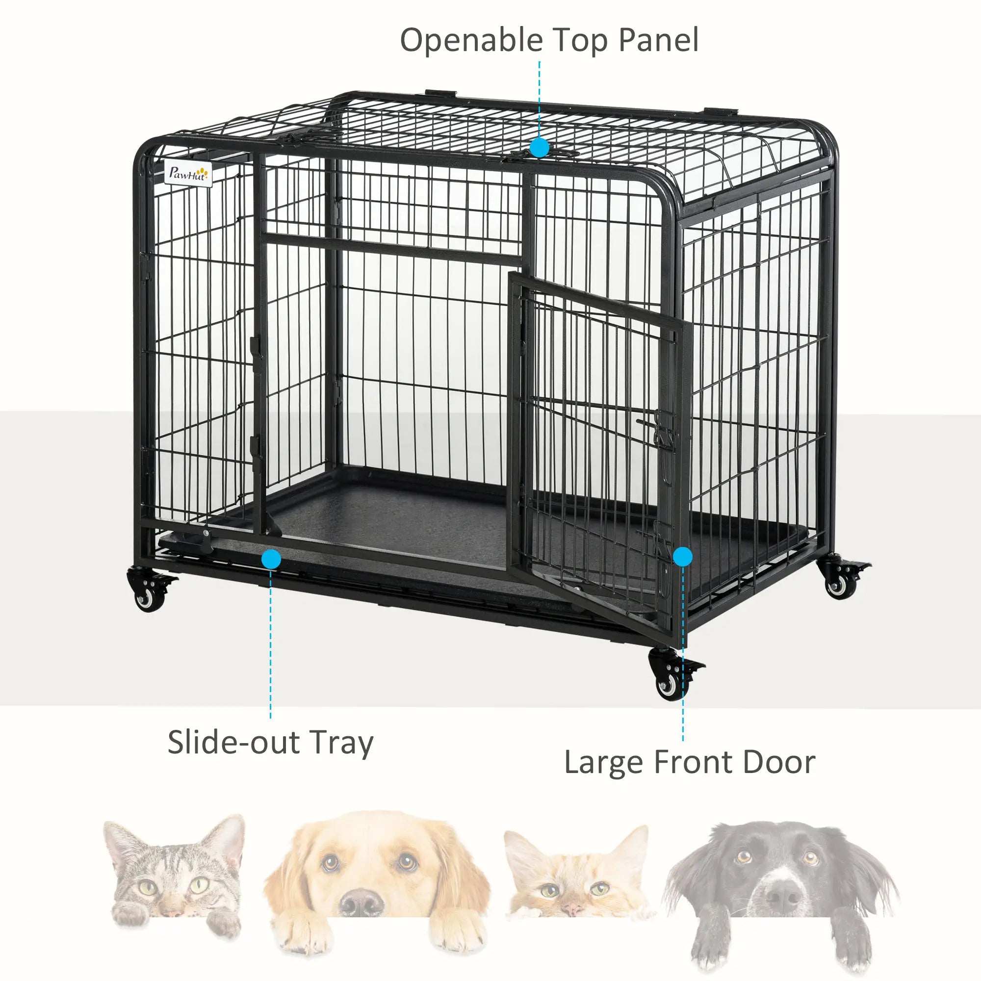Heavy Duty Folding Dog Crate, Medium Size, 37