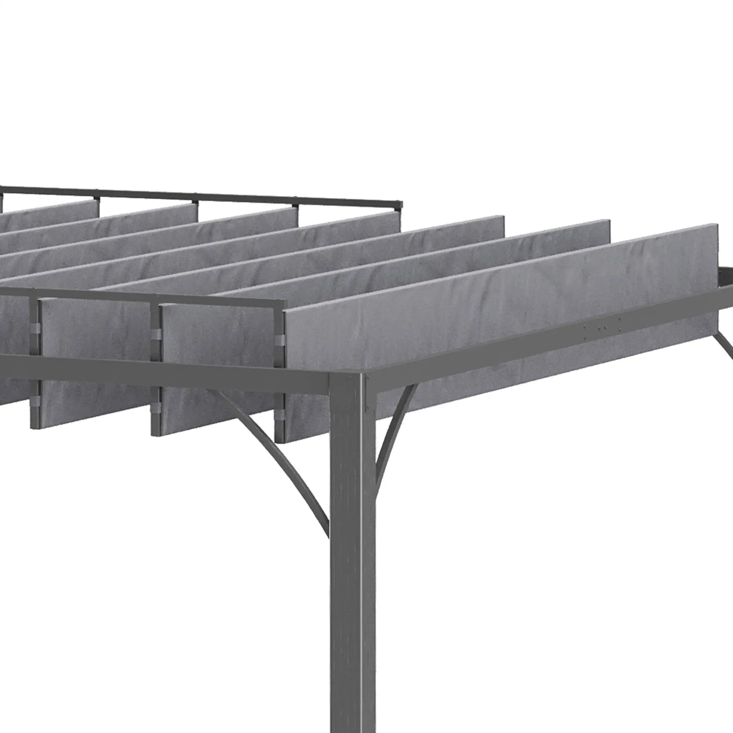 12.8' x 9.7' Outdoor Pergola, Retractable Roof, Aluminium Louvered Canopy, Grey Pergolas at Gallery Canada
