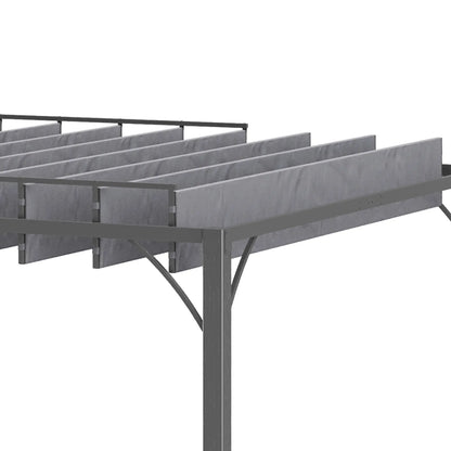 12.8' x 9.7' Outdoor Pergola, Retractable Roof, Aluminium Louvered Canopy, Grey Pergolas at Gallery Canada