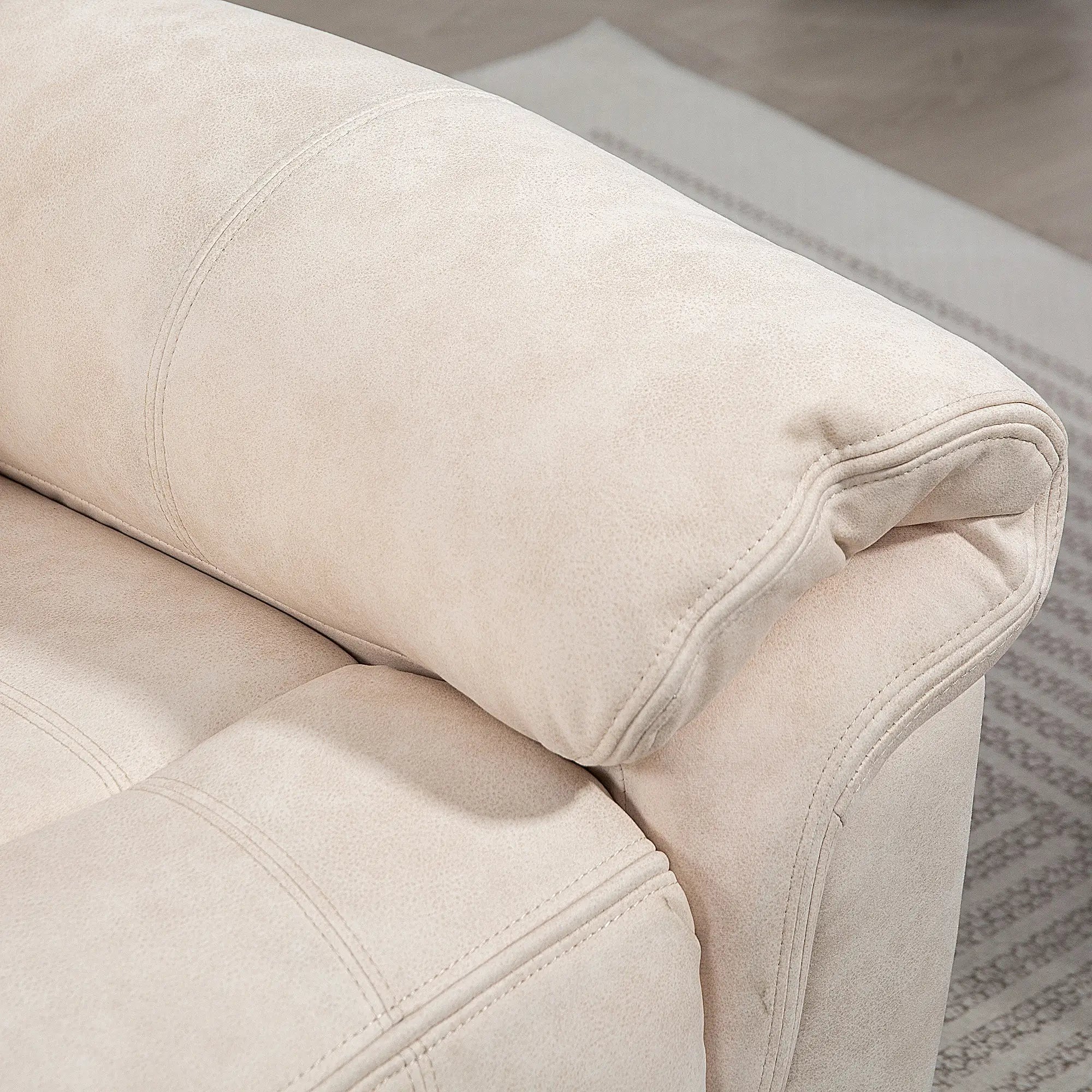 Manual Recliner Chair, Vibration Massage, Side Pockets, Microfibre, Cream White Sofas & Reclining Chairs at Gallery Canada