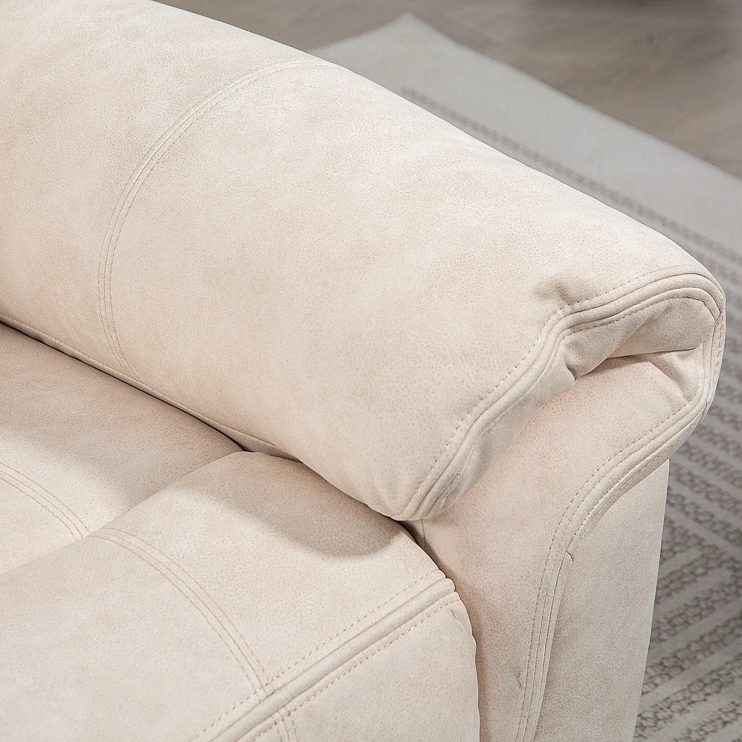 Manual Recliner Chair, Vibration Massage, Side Pockets, Microfibre, Cream White Sofas & Reclining Chairs at Gallery Canada