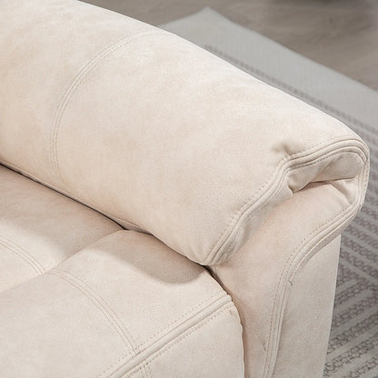 Manual Recliner Chair, Vibration Massage, Side Pockets, Microfibre, Cream White Sofas & Reclining Chairs at Gallery Canada