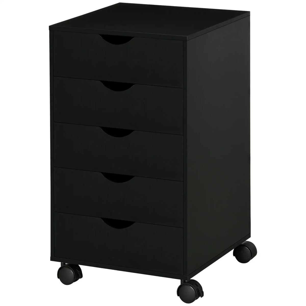 5 Drawer File Cabinet on Wheels, 15.7" x 15.7" x 26.4", Black Office Cabinets & Cupboards Black at Gallery Canada