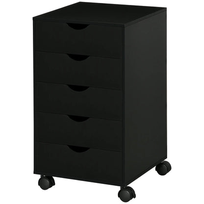 5 Drawer File Cabinet on Wheels, 15.7" x 15.7" x 26.4", Black Office Cabinets & Cupboards Black at Gallery Canada