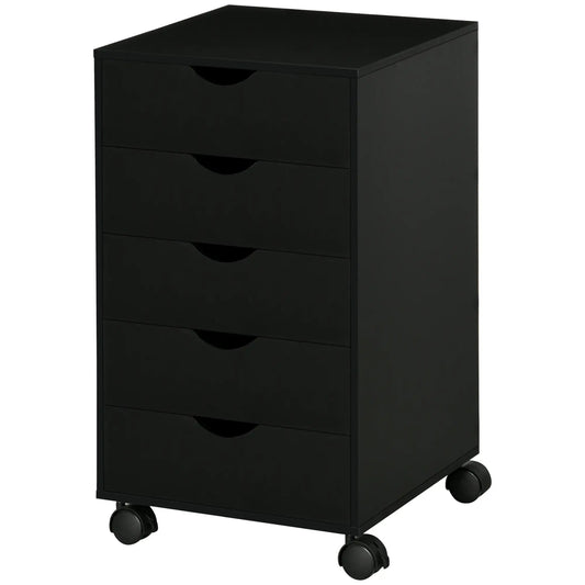 5 Drawer File Cabinet on Wheels, 15.7" x 15.7" x 26.4", Black Office Cabinets & Cupboards Black at Gallery Canada