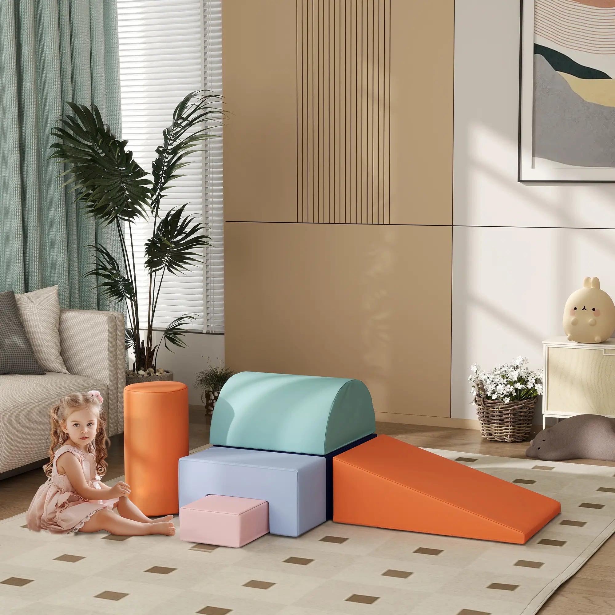 6 Piece Soft Play Equipment, 6-72 Months, Blue, Orange Baby Gym & Playmats at Gallery Canada