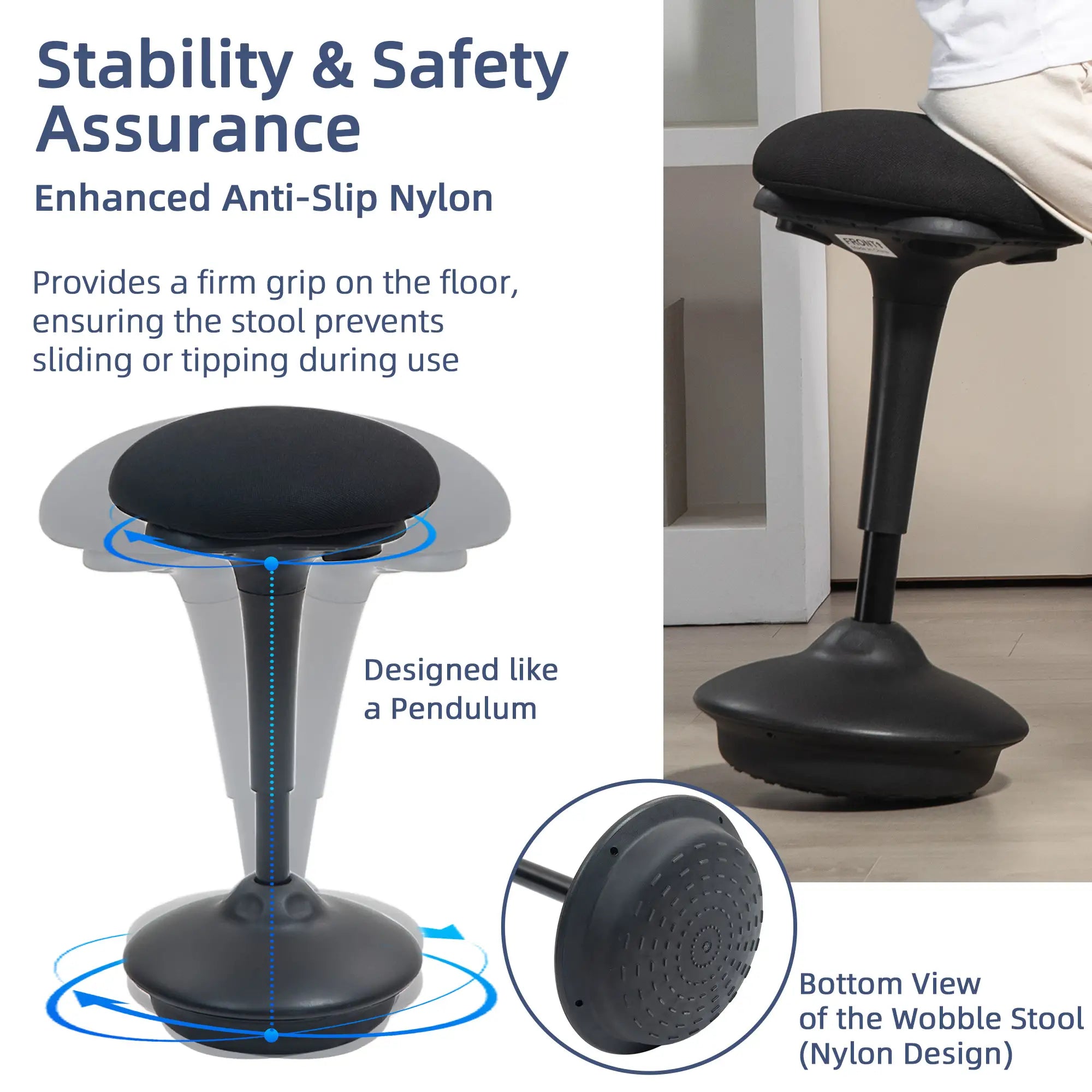Adjustable Ergonomic Standing Stool, Swivel Backless Wobble Chair Office Chairs at Gallery Canada