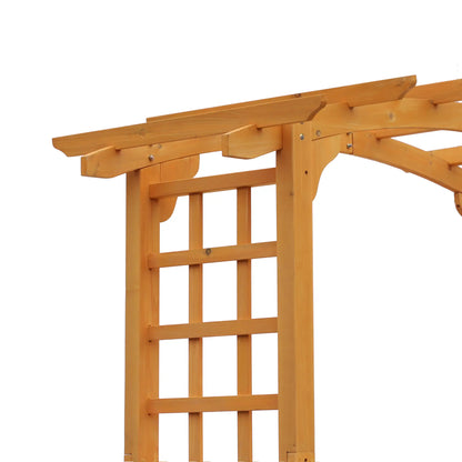 7.5FT Wood Garden Arch Trellis, Round Pergola Arbor, Yellow Garden Arches at Gallery Canada