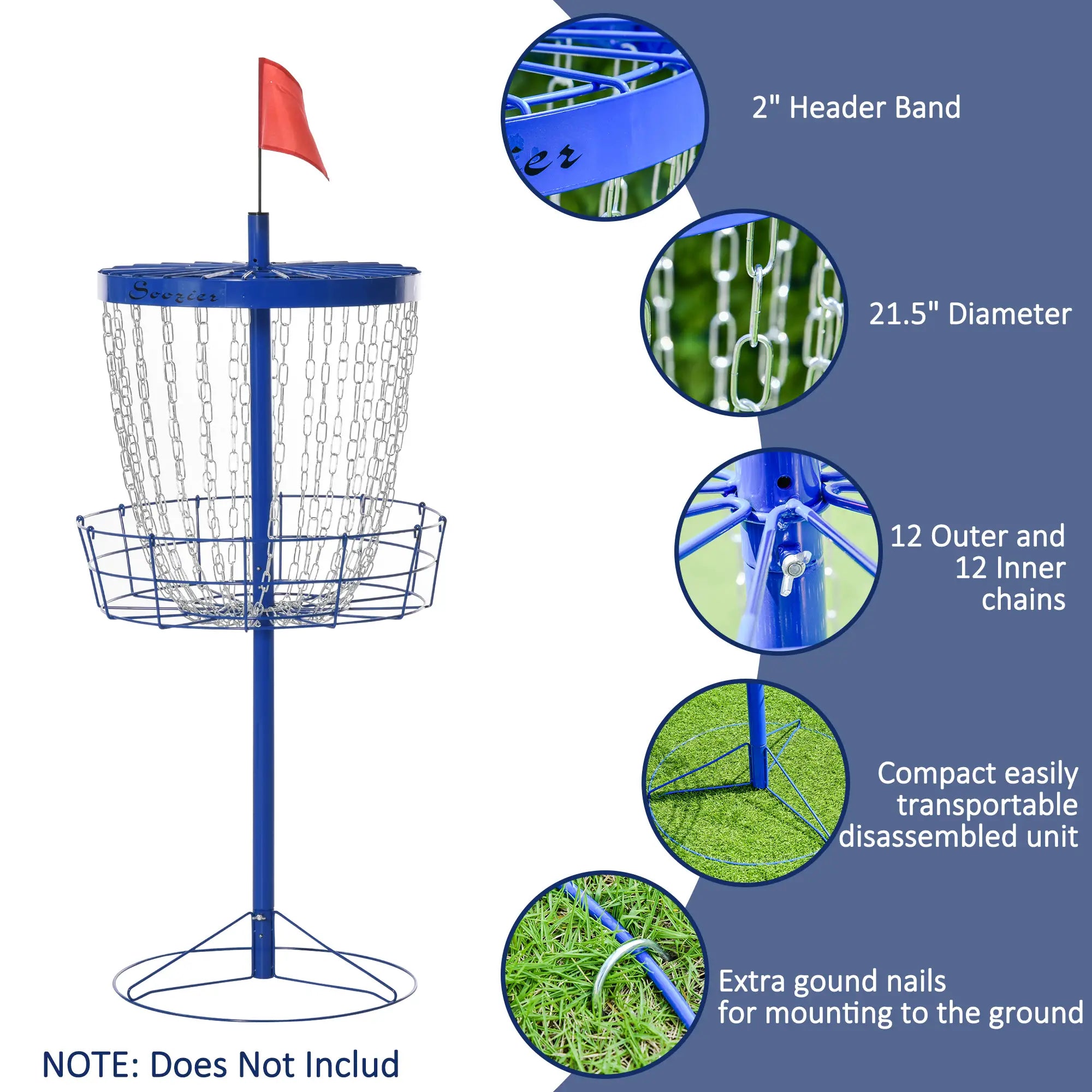 24-Chain Portable Disc Golf Basket, Easy Assembly, Lightweight, Deep Blue Baseball at Gallery Canada