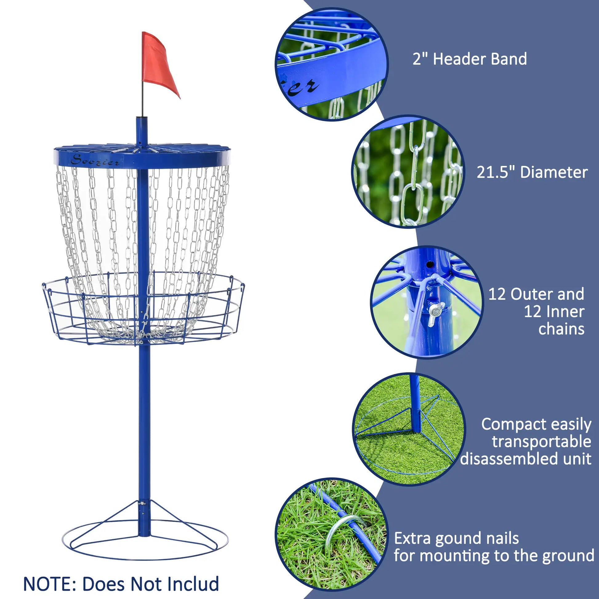 24-Chain Portable Disc Golf Basket, Easy Assembly, Lightweight, Deep Blue Baseball at Gallery Canada