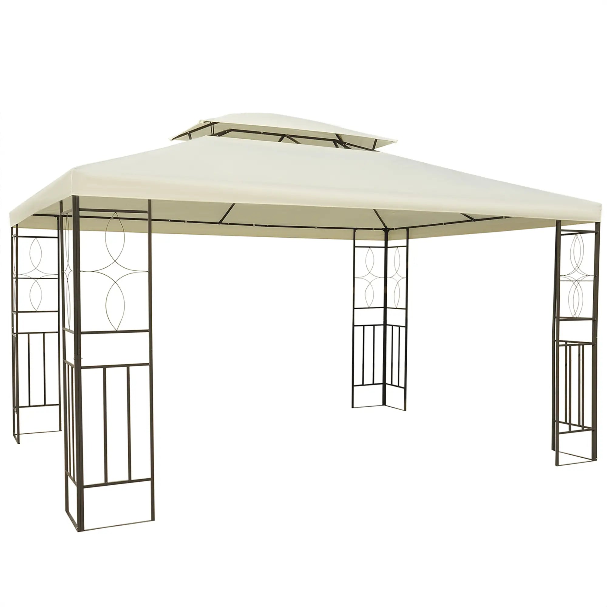 10x13ft Steel Gazebo, Sun Shelter, Vented Roof, Cream White Gazebos Cream White and Black at Gallery Canada