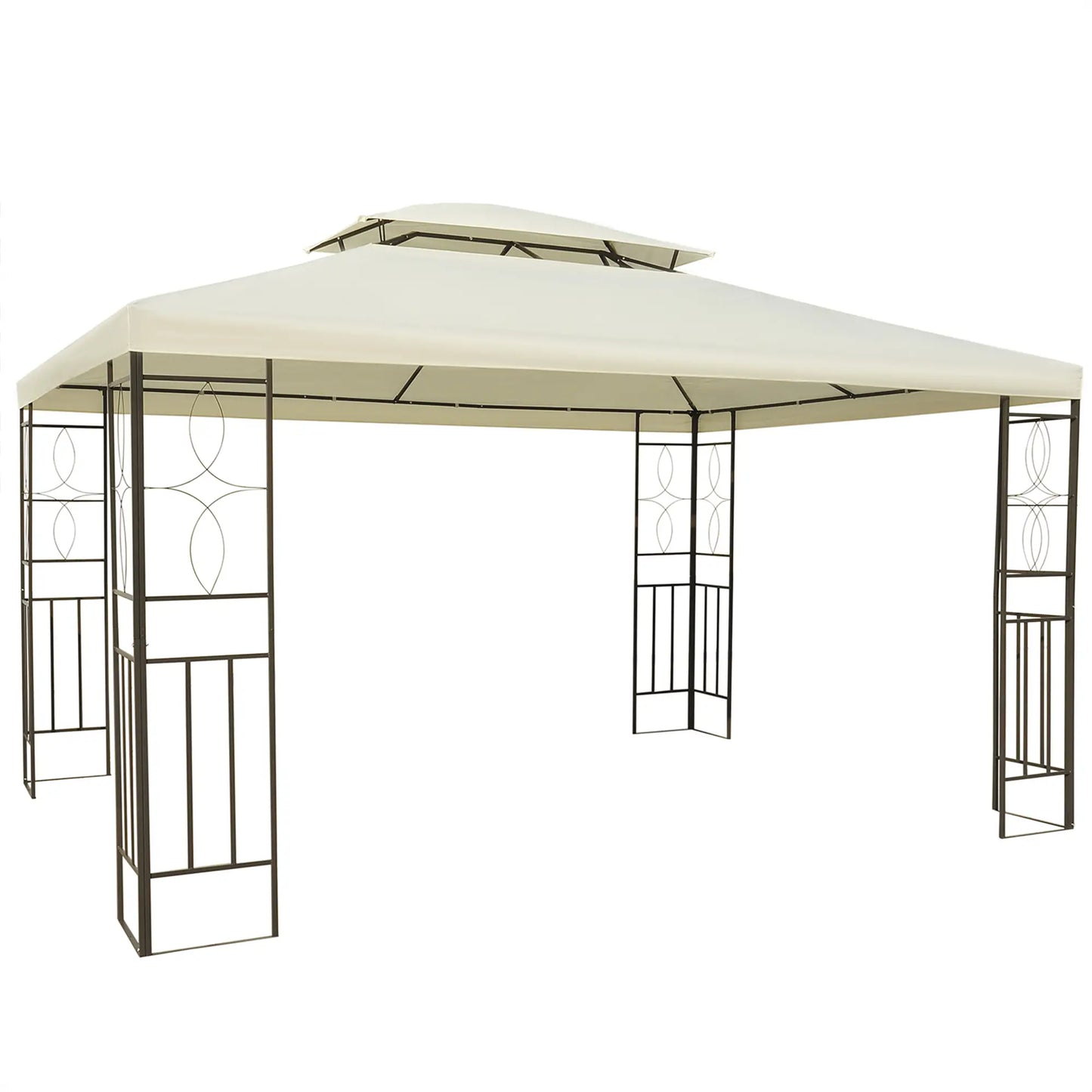 10x13ft Steel Gazebo, Sun Shelter, Vented Roof, Cream White Gazebos Cream White and Black at Gallery Canada