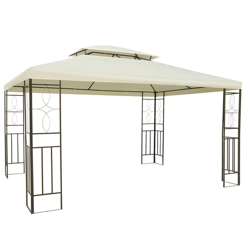 10x13ft Steel Gazebo, Sun Shelter, Vented Roof, Cream White