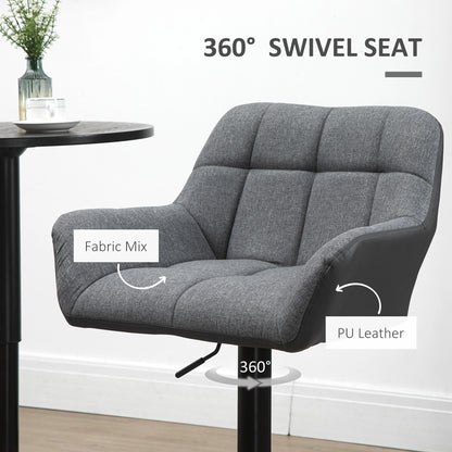 Swivel Barstools Set of 2, Adjustable Height, PU Leather, Grey Bar Stools at Gallery Canada