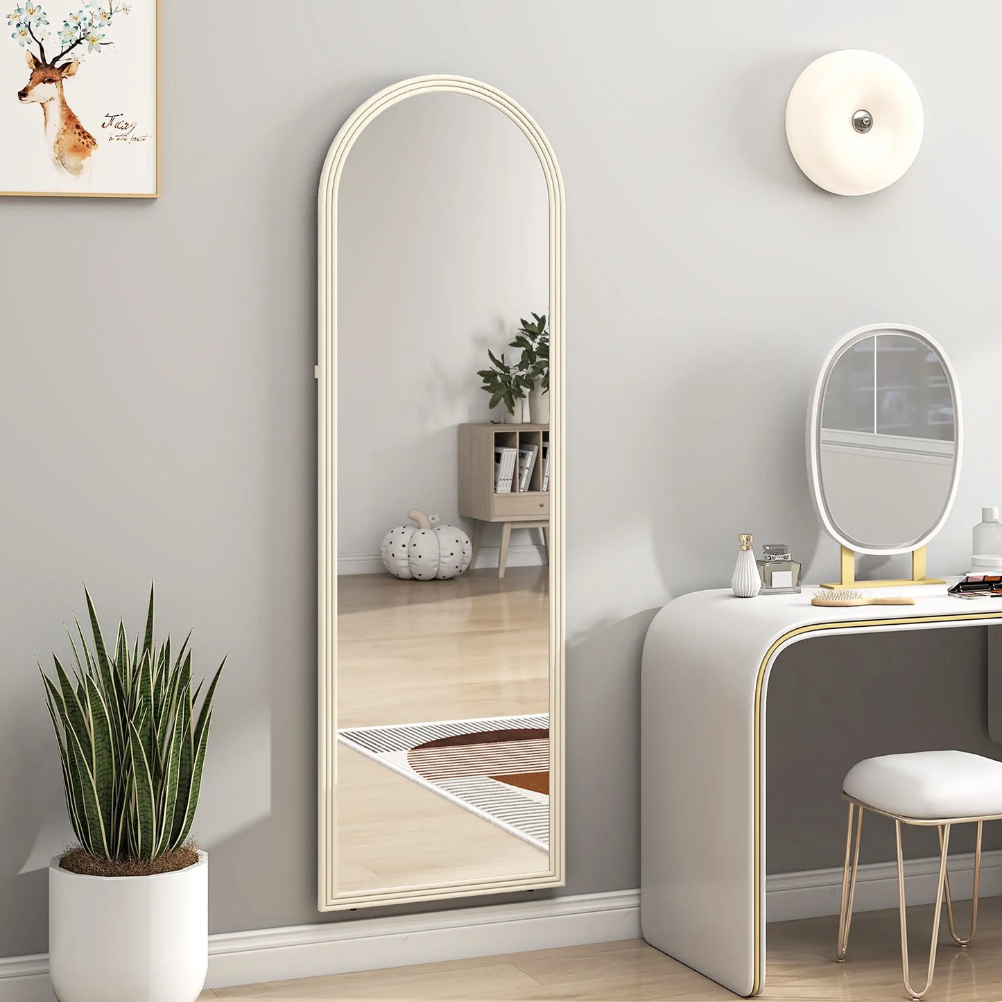 64" x 21" Full Length Mirror, Free Standing, Arched Body, White Full Length Mirrors at Gallery Canada