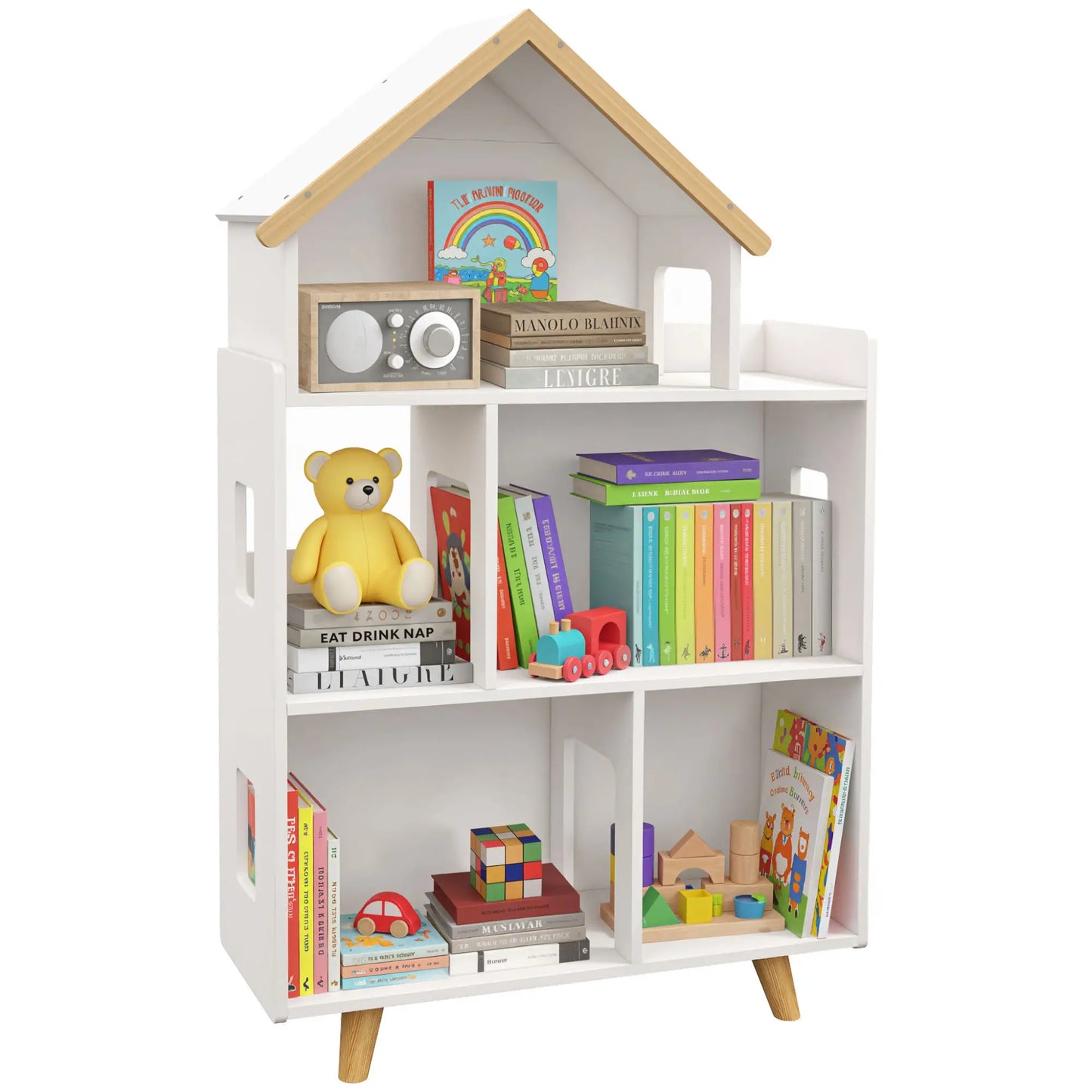 Toy Storage Organizer, 3-Tier Kids Bookshelf, White Small Bookshelves White at Gallery Canada
