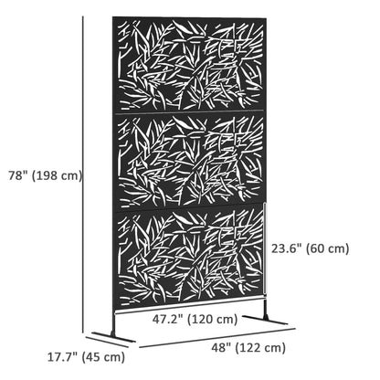 Écran d'intimité en métal autoportant, 78" x 48", noir
