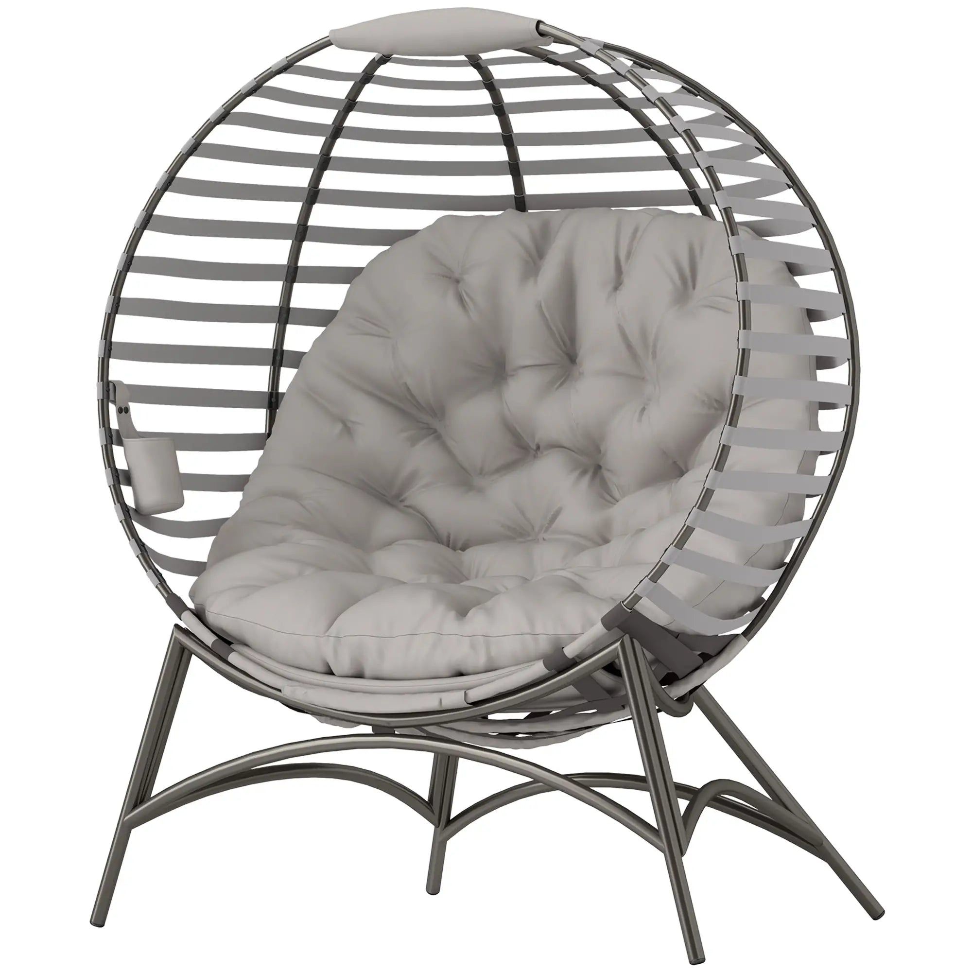 Egg Patio Lounge Chair, Foldable, with Cushion & Pocket, Light Grey, Light Grey Patio Chairs Light Grey at Gallery Canada