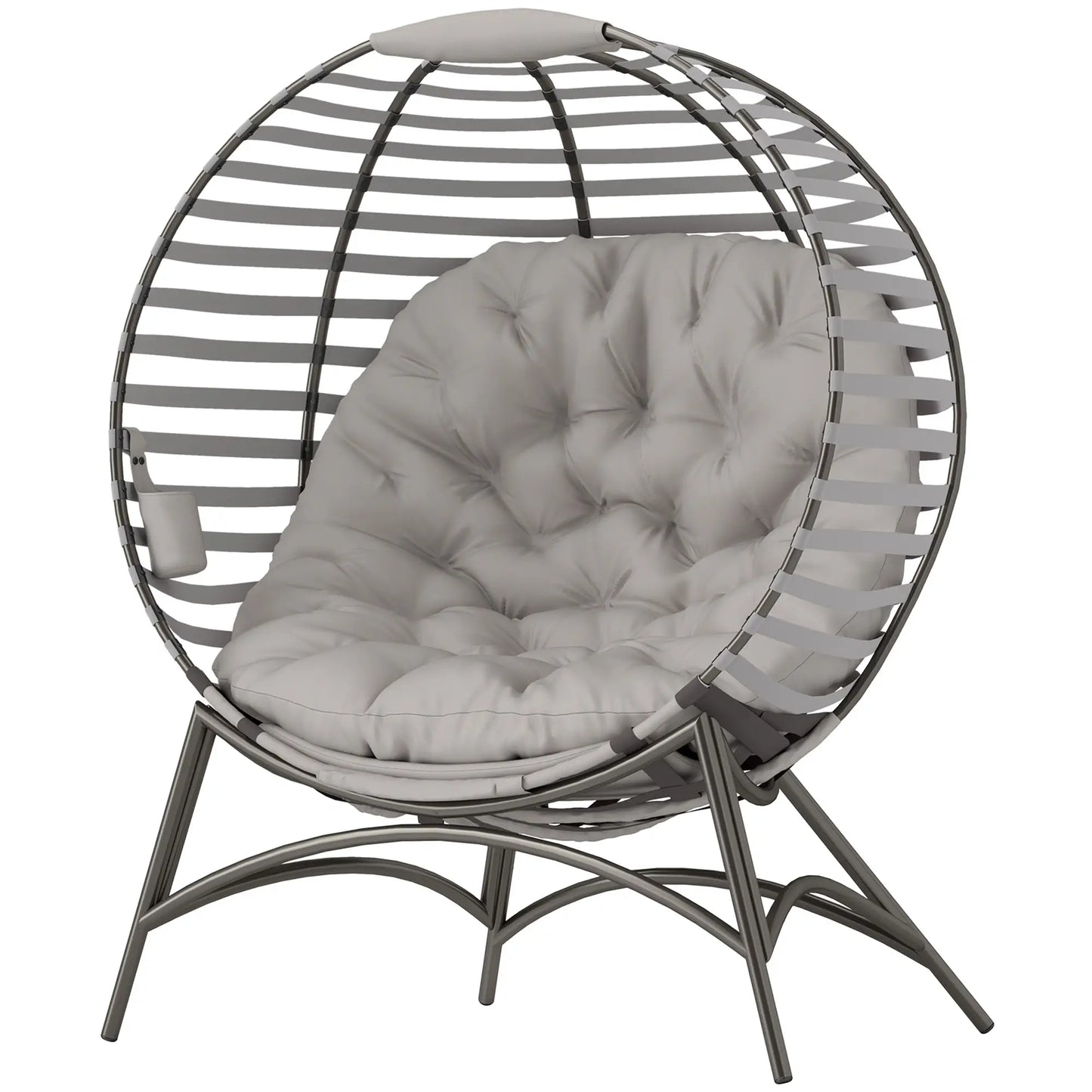 Egg Patio Lounge Chair, Foldable, with Cushion & Pocket, Light Grey, Light Grey Patio Chairs Light Grey at Gallery Canada