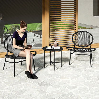 Rattan Bistro Set, 3 Pieces Wicker Patio Furniture, Black Bistro Sets at Gallery Canada