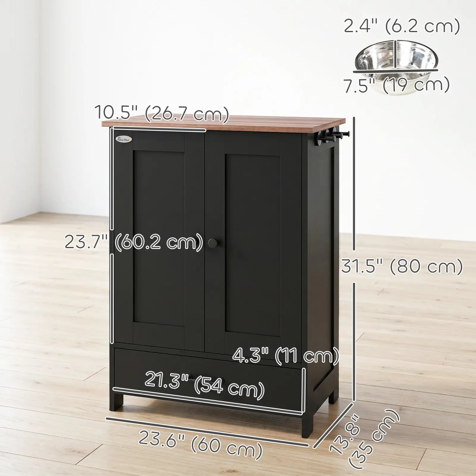 Dog Food Storage Container, Adjustable Panel, Hooks, Medium Size, Black Dog Bowls at Gallery Canada