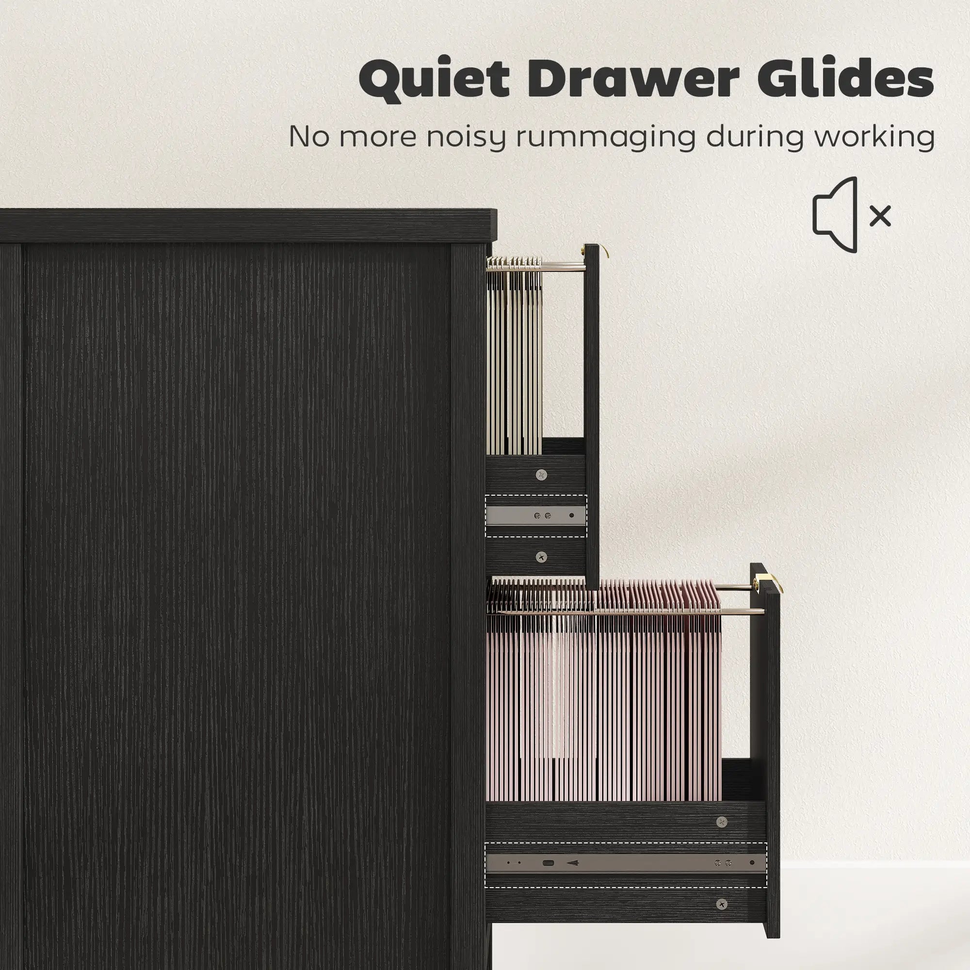 2-Drawer File Cabinet, Vertical With Silent Slides, Black Office Cabinets & Cupboards at Gallery Canada