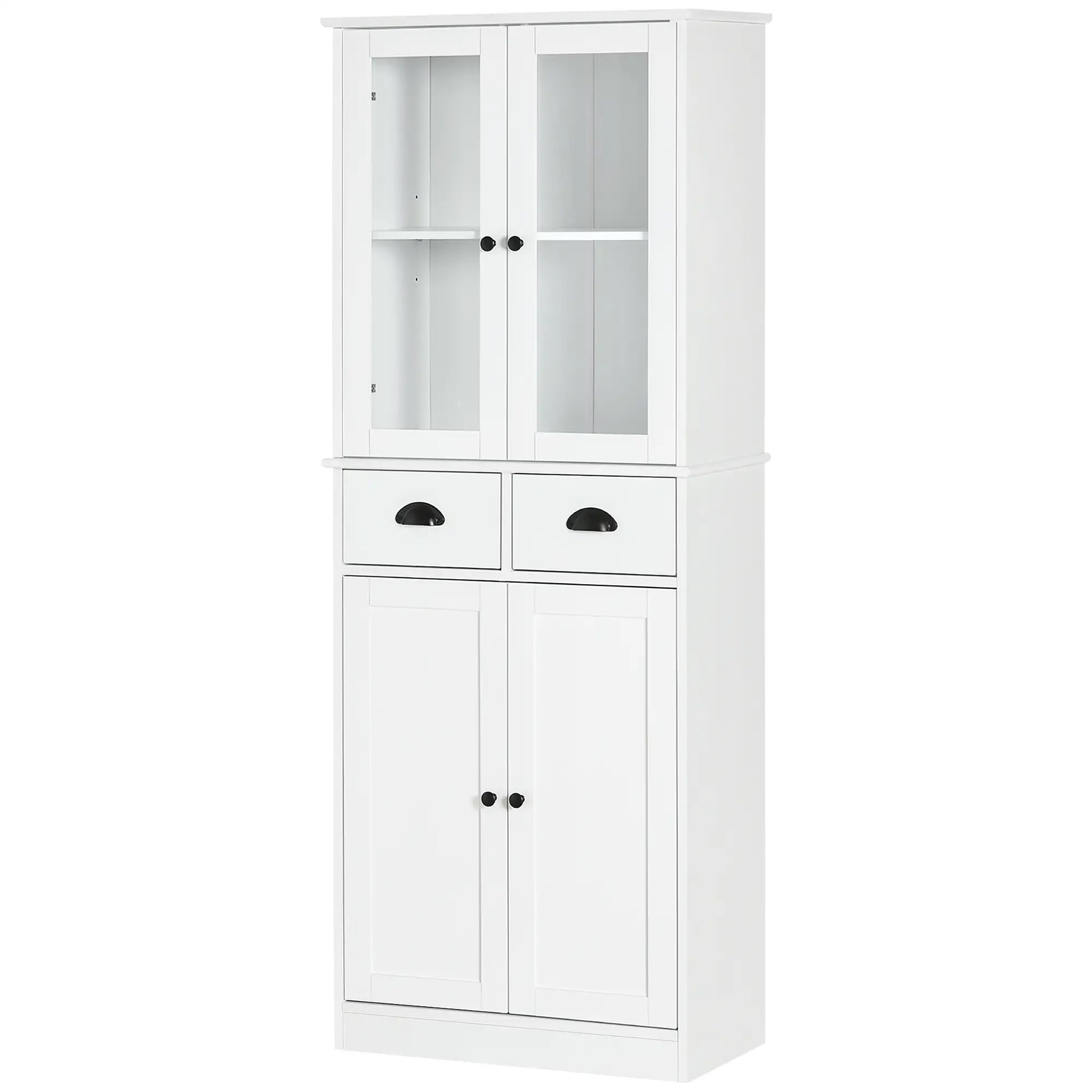 61" Kitchen Pantry Cabinet, Freestanding Farmhouse Style, White Kitchen Pantry Cabinets at Gallery Canada