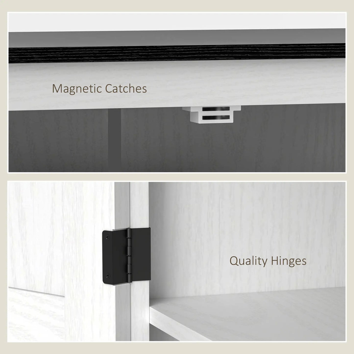 72" Farmhouse Pantry Cabinet, Adjustable Shelves, 2 Doors, White Wood Grain, White Kitchen Pantry Cabinets at Gallery Canada