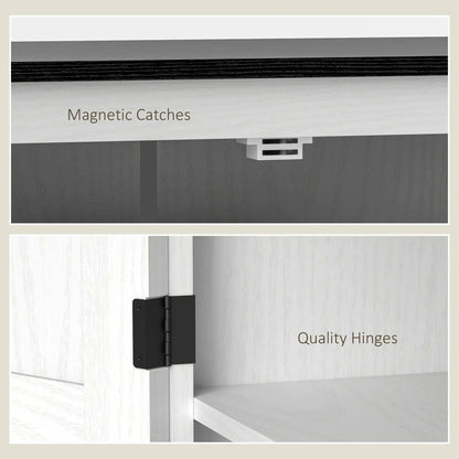 72" Farmhouse Pantry Cabinet, Adjustable Shelves, 2 Doors, White Wood Grain, White Kitchen Pantry Cabinets at Gallery Canada