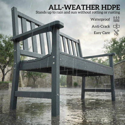 Outdoor Garden Bench, HDPE Weatherproof, 2-Person Seating Outdoor Benches at Gallery Canada