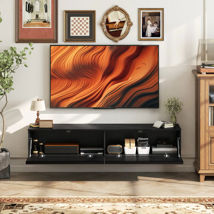 Wall Mounted TV Stand, Floating Cabinet, 70", High Gloss, Black