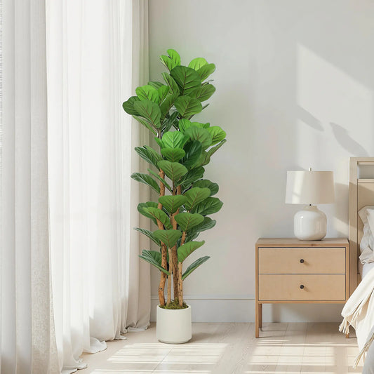 5FT Artificial Fiddle Leaf Fig Tree, Fake Potted Tree, Indoor Decor, Green