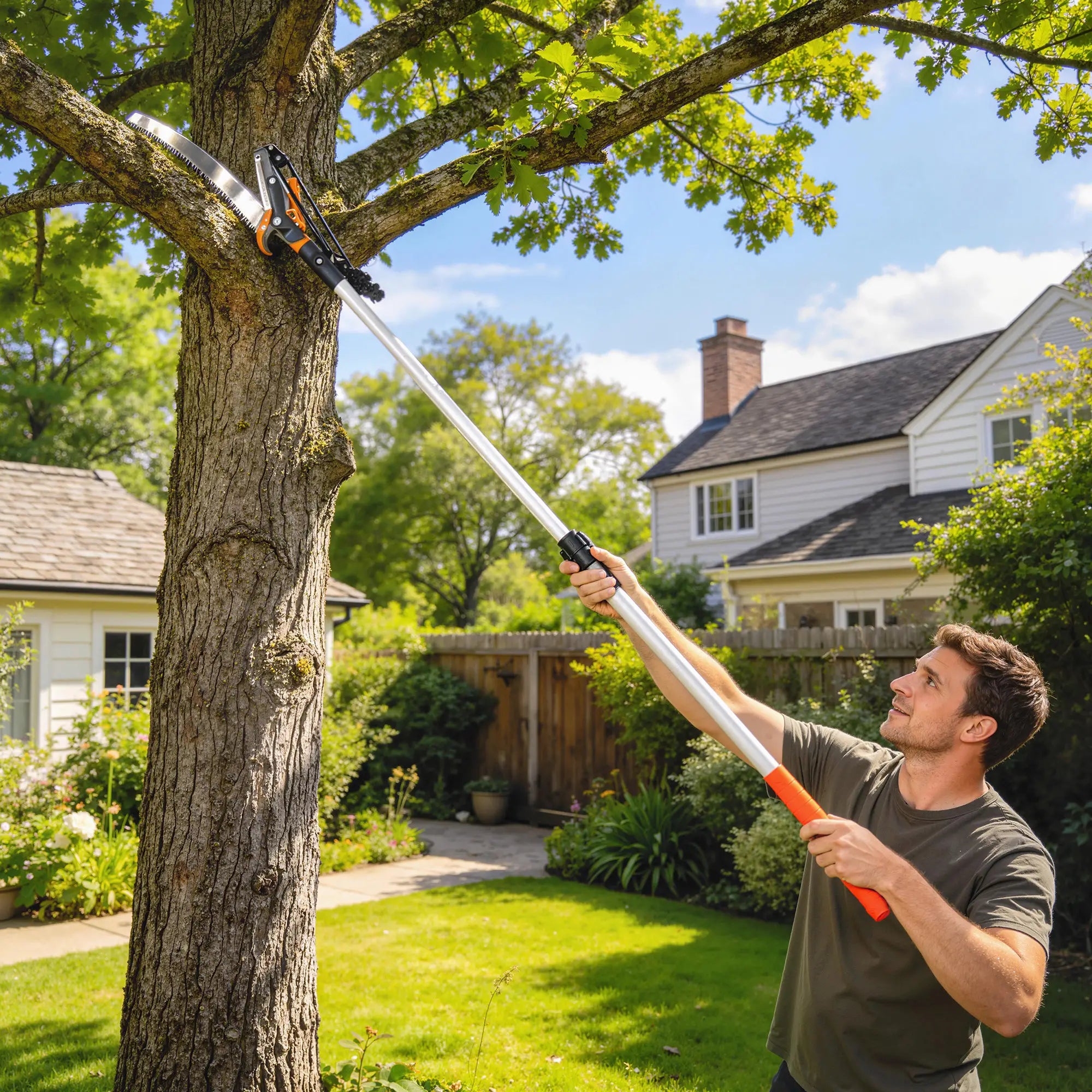 6.5ft Manual Pole Saw, Telescopic Aluminium Pole Pruner, 65Mn Steel Blade Garden Accessories at Gallery Canada