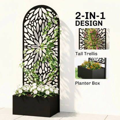 Metal Raised Garden Bed with Trellis, Freestanding Flower Bed Galvanized Planter Boxes at Gallery Canada