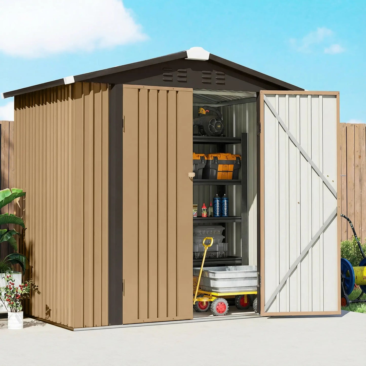 6.5' x 4' Outdoor Storage Shed, Metal Garden Shed, Yellow Sheds at Gallery Canada