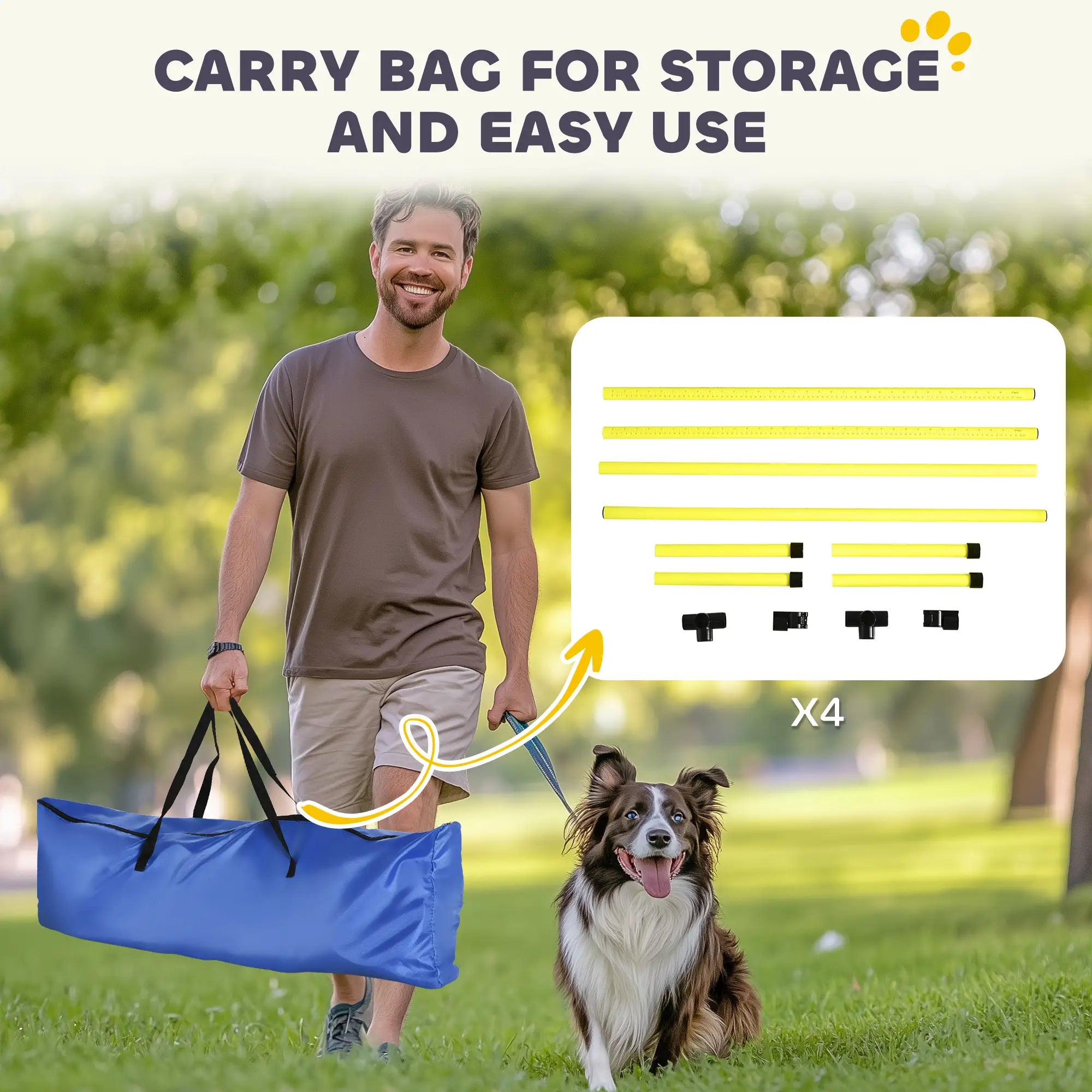 Set of 4 Dog Agility Training Jump Bars, Adjustable, Yellow Dog Agility Training Equipment at Gallery Canada