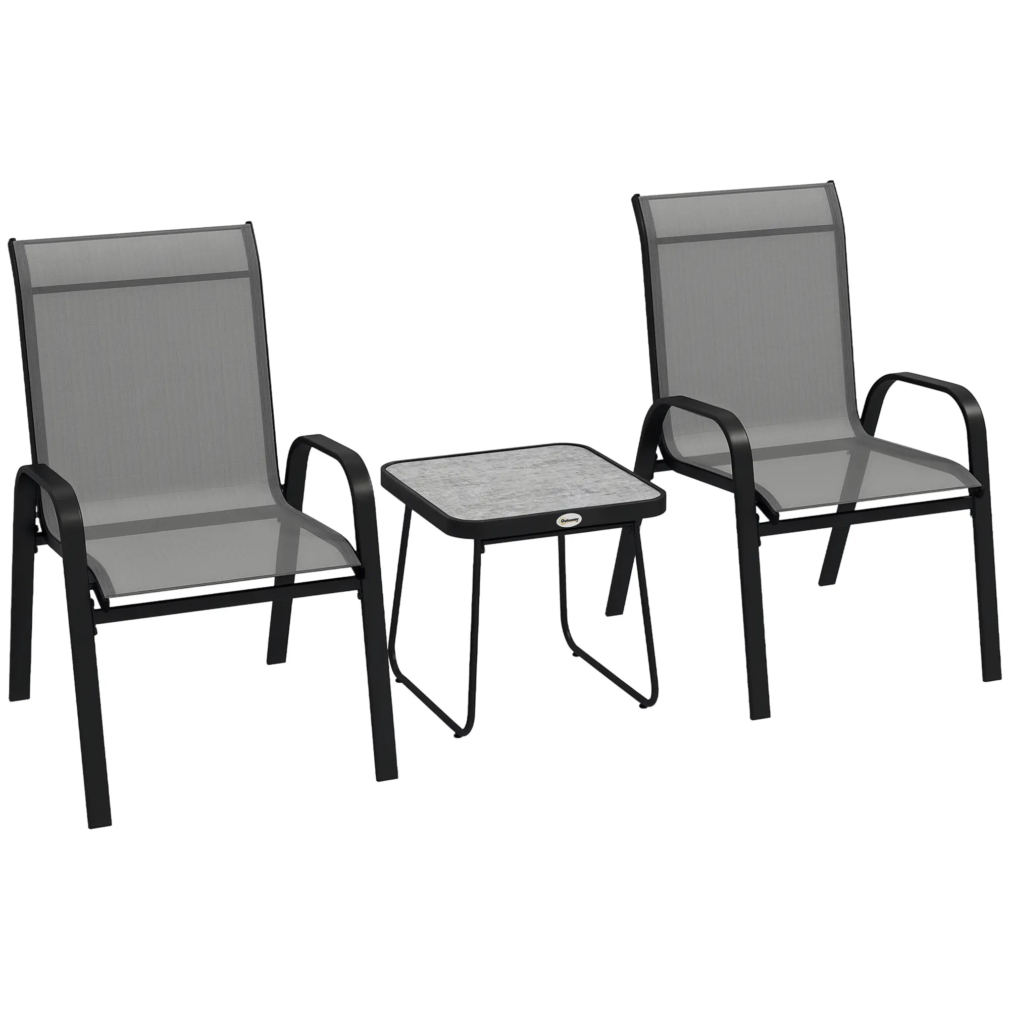 Outdoor Bistro Set, 3-Piece Patio Set, Mesh Fabric, Light Grey Bistro Sets at Gallery Canada