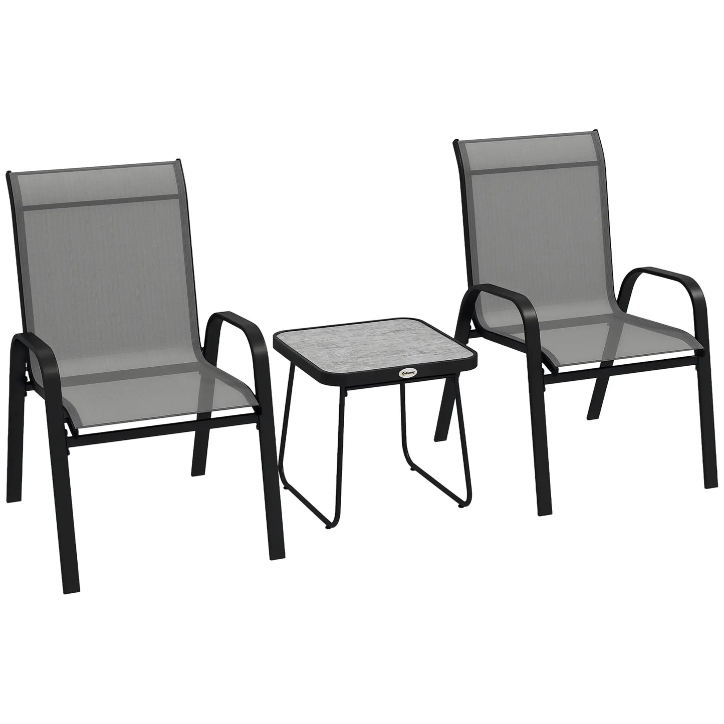 Outdoor Bistro Set, 3-Piece Patio Set, Mesh Fabric, Light Grey Bistro Sets at Gallery Canada