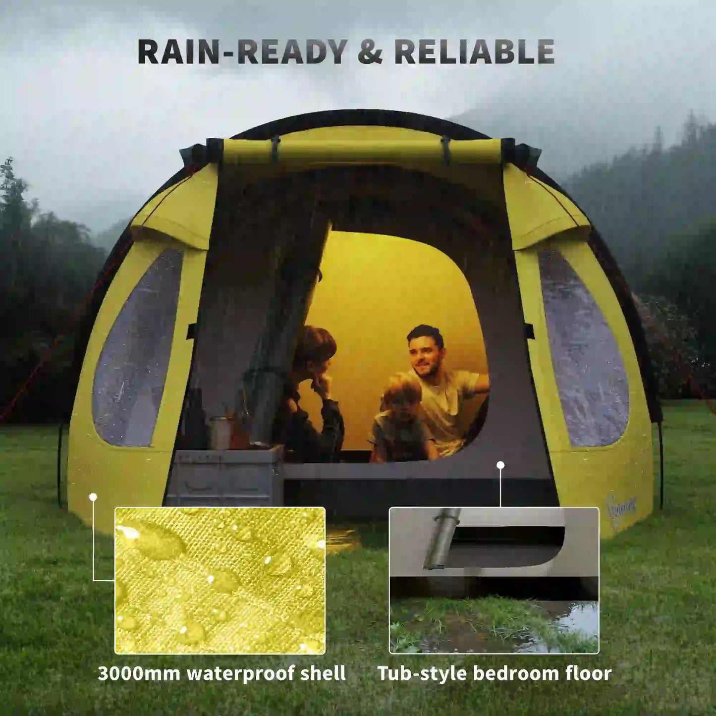 3-4 Person Camping Tent, Easy Setup, Waterproof, Sewn-in Groundsheet Camping Tents at Gallery Canada