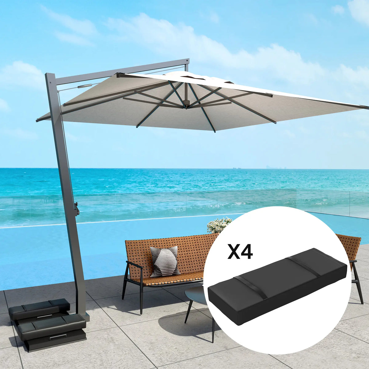 4PCS Patio Umbrella Base Weight Bag, 33 lbs, Black Umbrella Bases at Gallery Canada