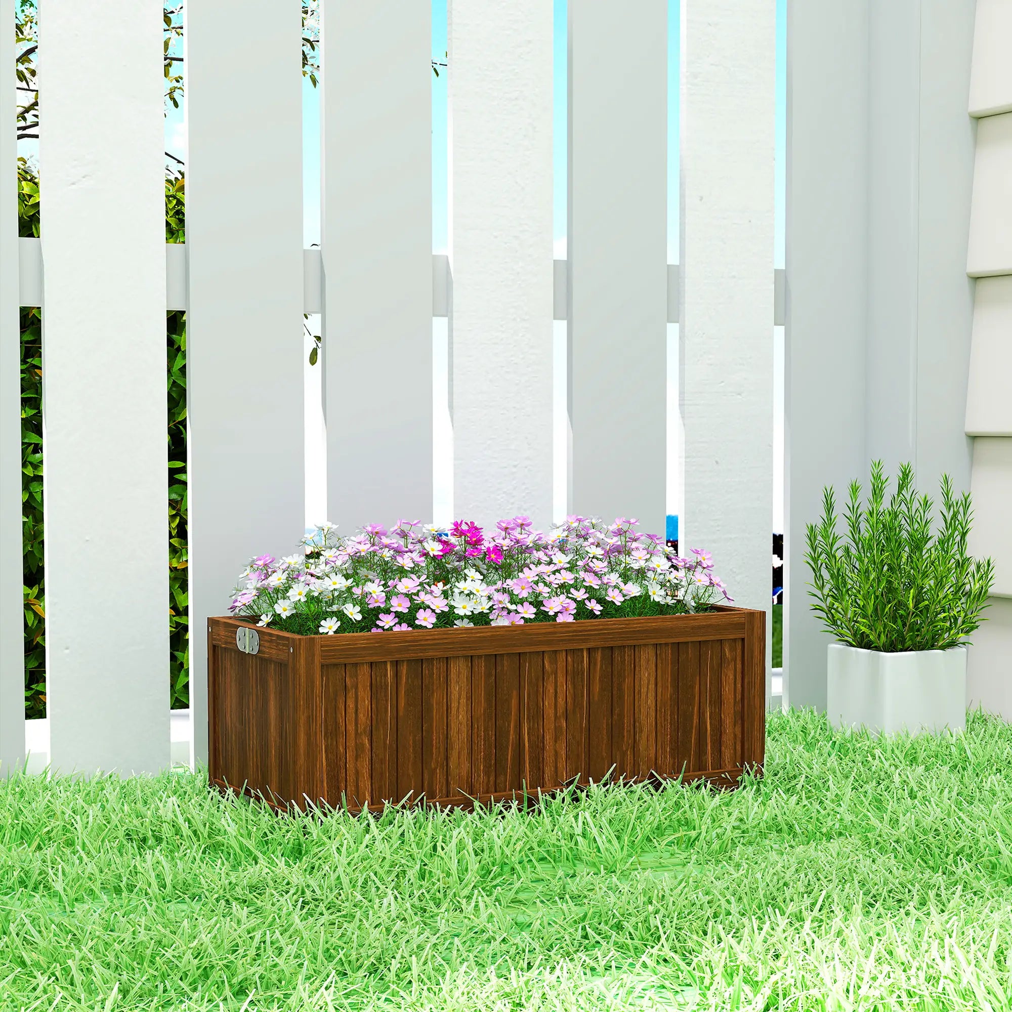 Foldable Elevated Planter Box, Wooden Raised Garden Bed, Carbonized Wooden Planter Boxes at Gallery Canada
