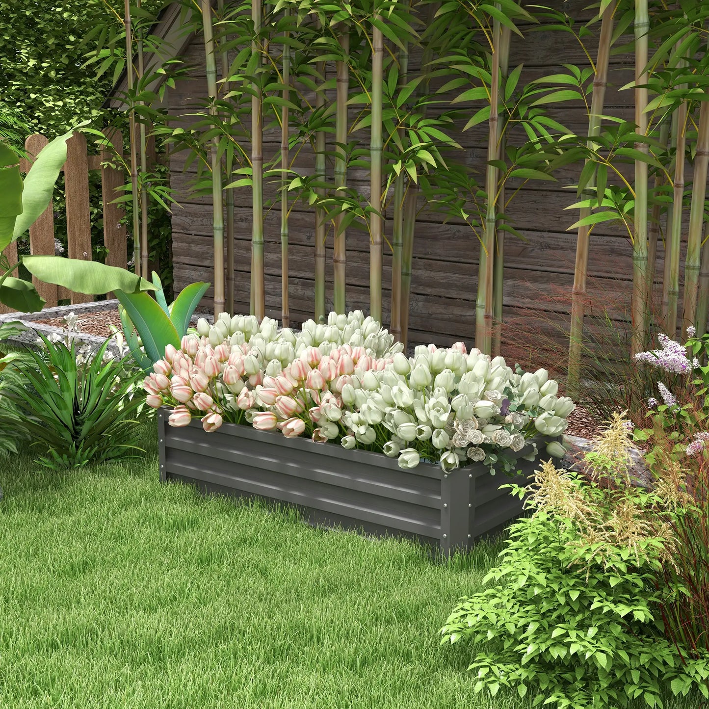 Galvanized Raised Garden Bed, Outdoor Planter Box, 4' x 2' x 1', Light Grey Galvanized Planter Boxes at Gallery Canada