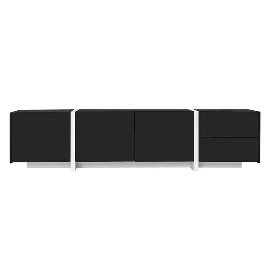 TV Cabinet, High Gloss Finish, LED Light, 67" L x 11.5" W x 11.5" H, Black TV Stands Black at Gallery Canada