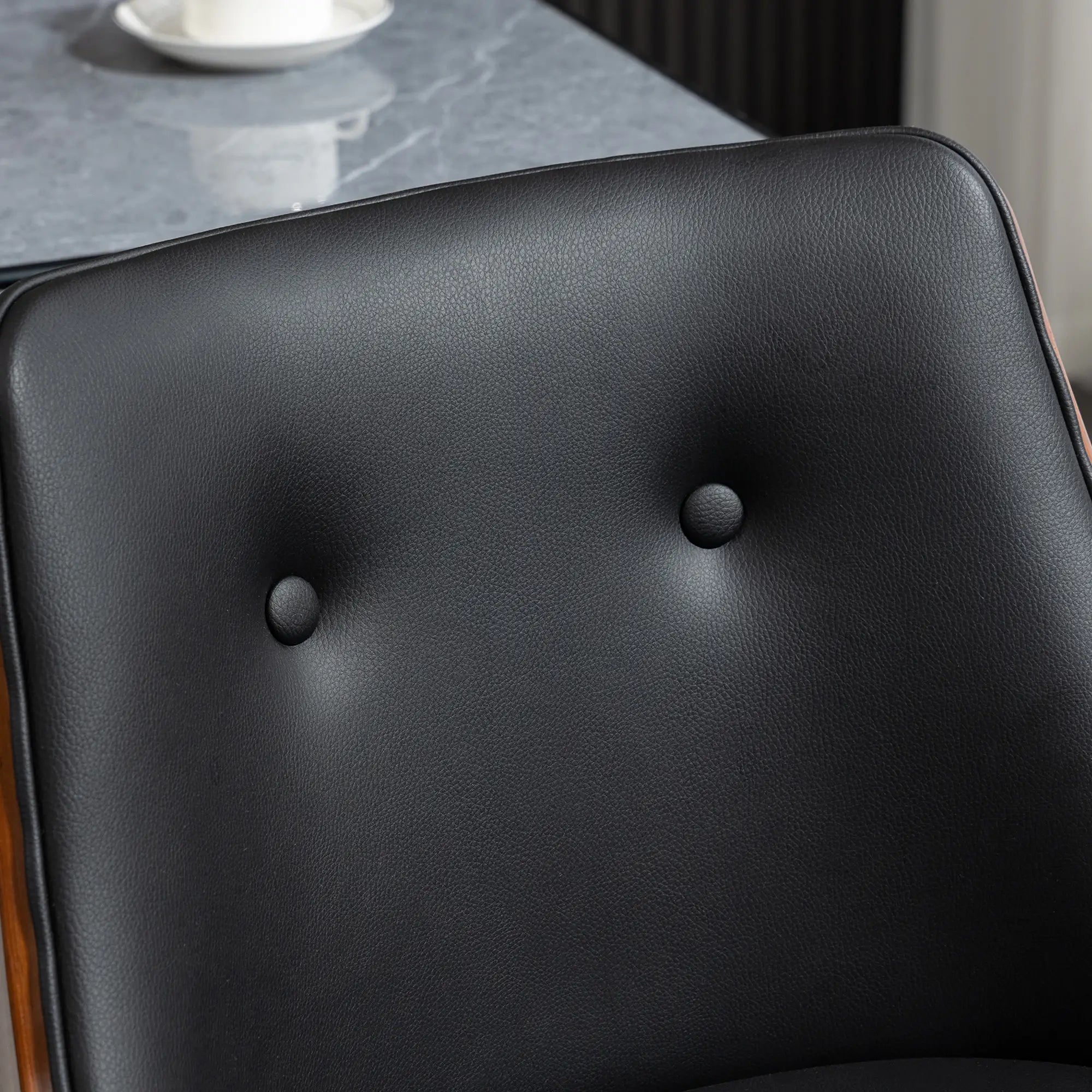 PU Leather Swivel Bar Stools, Set of 2, Solid Wood Legs, Black Bar Stools at Gallery Canada