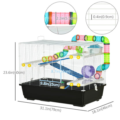 31" Large Hamster Cage, Small Animal House, Tunnel Tube System, Black Hamster Cages at Gallery Canada