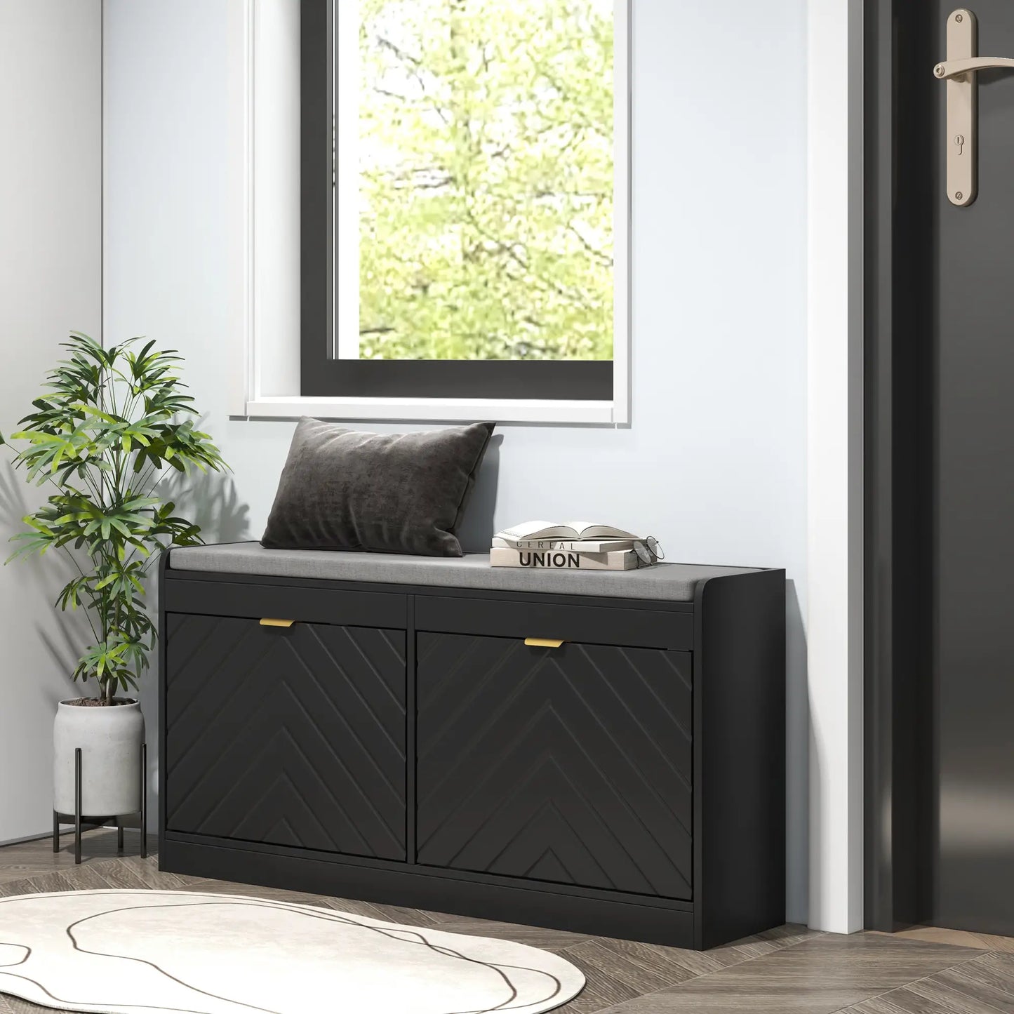 Shoe Storage Bench with Seat, 2 Flip Drawers, 4 Vents, Holds 8 Pairs Shoe Storage Cabinets & Racks at Gallery Canada