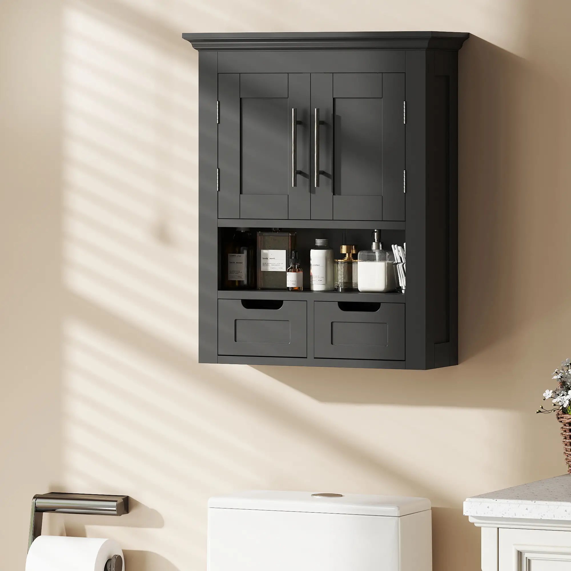 Bathroom Wall Cabinet, Medicine Cabinet, With Shelf, Black Wall Mounted Cabinets at Gallery Canada